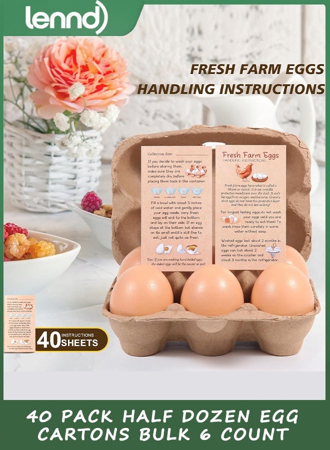 LENND 40 Pack Half Dozen Egg Cartons Bulk 6 Count, Empty Natural Paper Pulp Egg Cartons Reusable, Strong Sturdy Design Made from Natural Cardboard. - Image 4